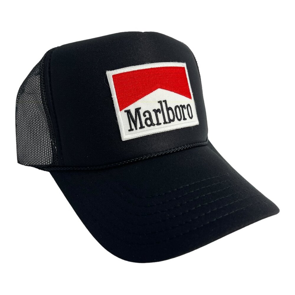 NEW VINTAGE STYLE MARLBORO BLACK TRUCKER HAT CAP ADULT SIZE TRENDY